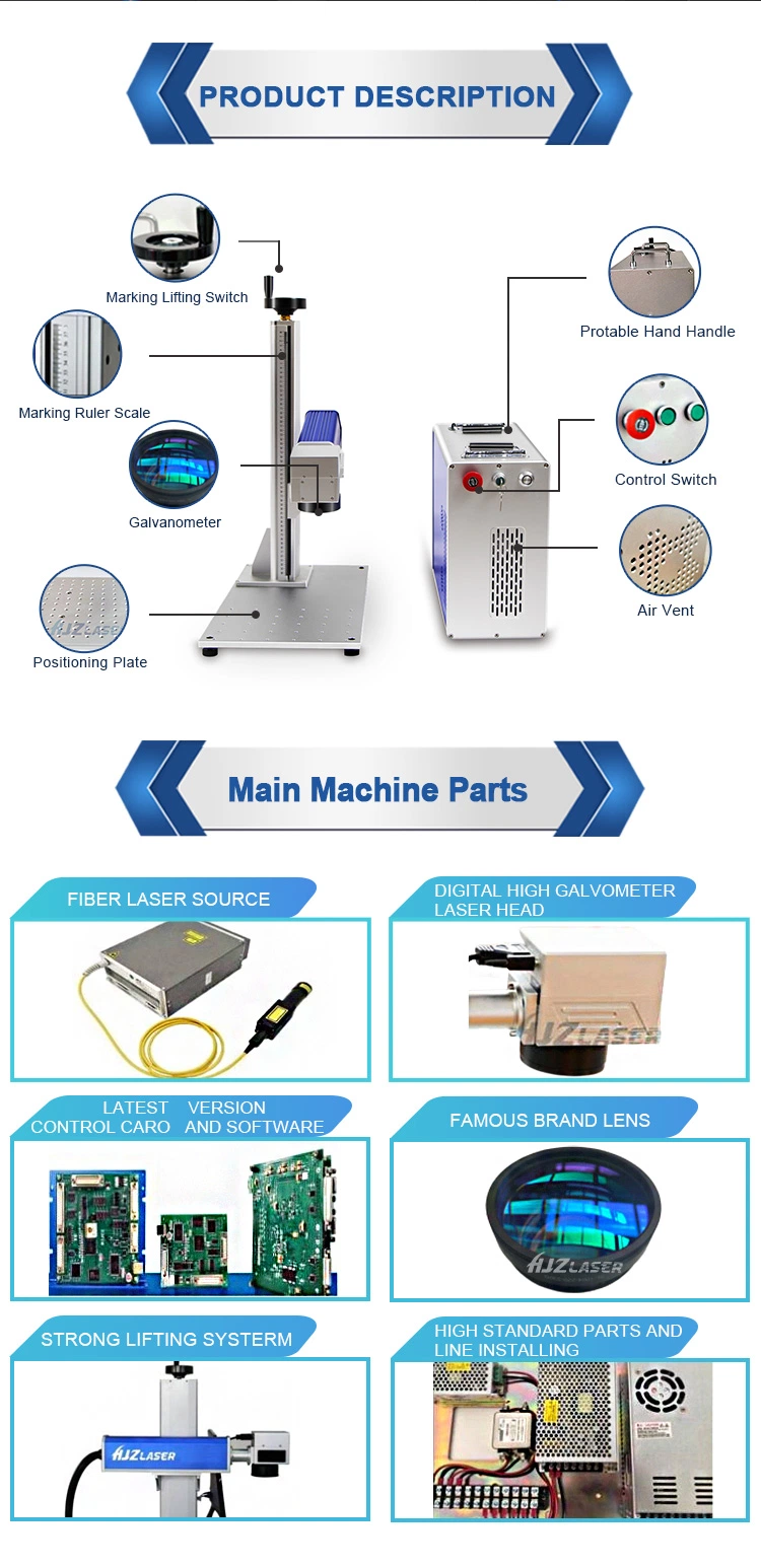 Portable Mini 30W 50W Fiber/CO2/3W 5W UV Laser Marking Machine/Laser Printer/3D Logo Printing Machine/Laser Engraving Machine for Metal/Jewelry/Plastic/Glass